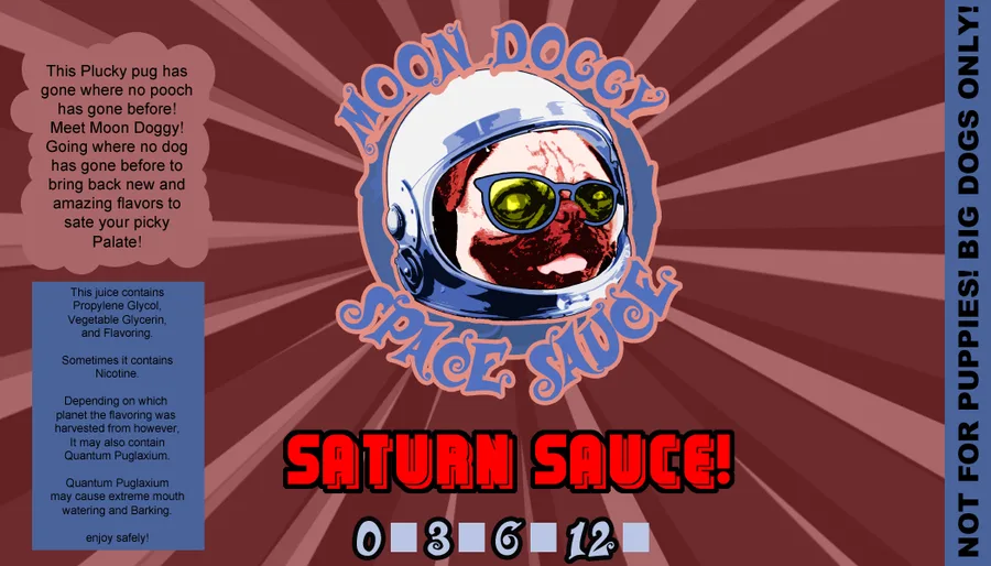 Saturn Sauce label design — Moon Doggy Space Sauce illustration