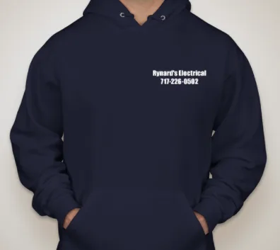 Rynard's Electrical logo on a hoodie