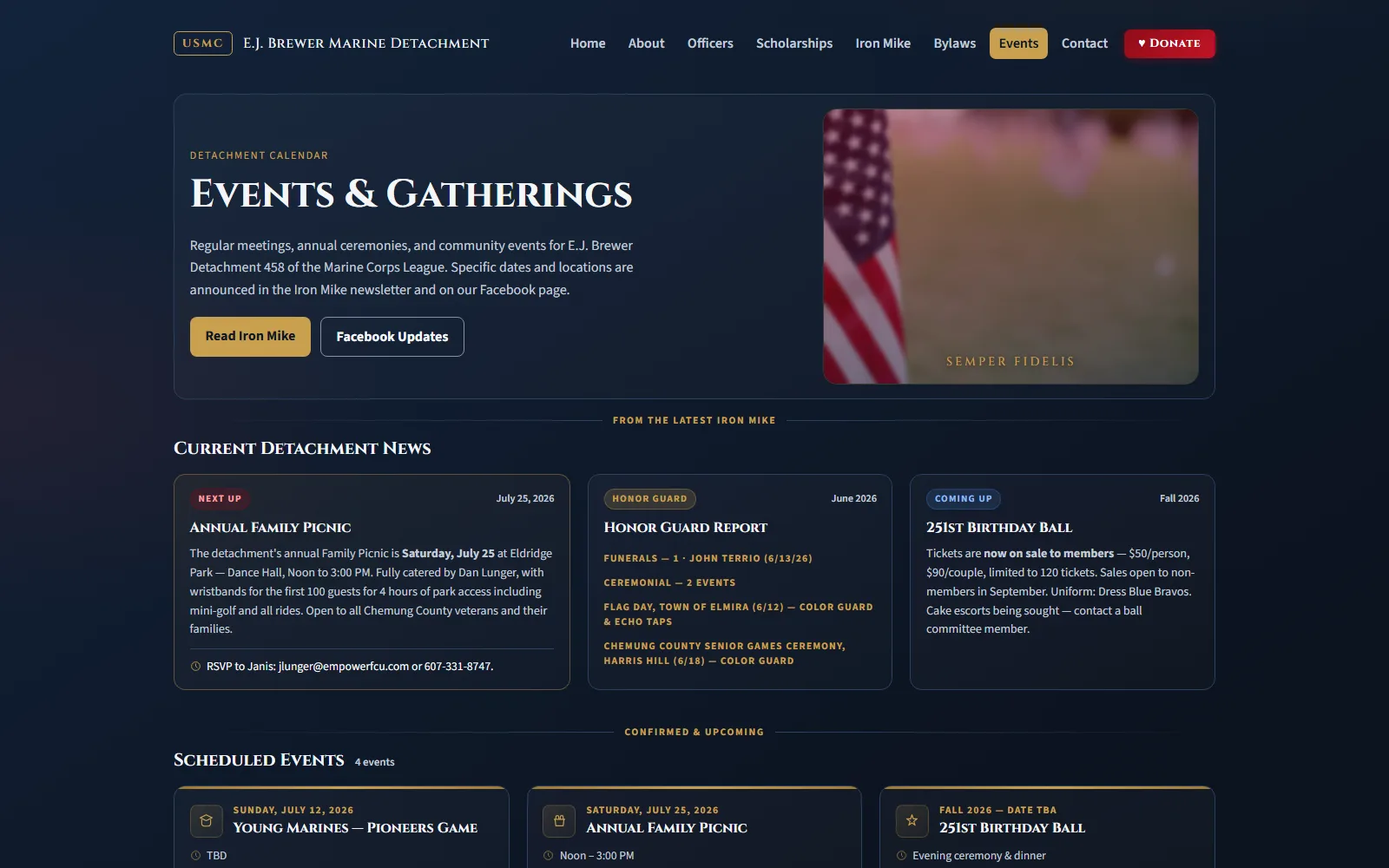 E.J. Brewer Marine Detachment events page