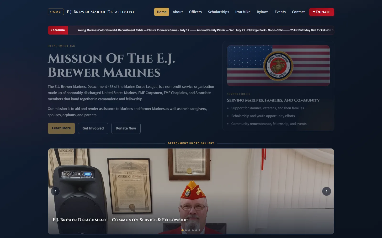E.J. Brewer Marine Detachment website preview