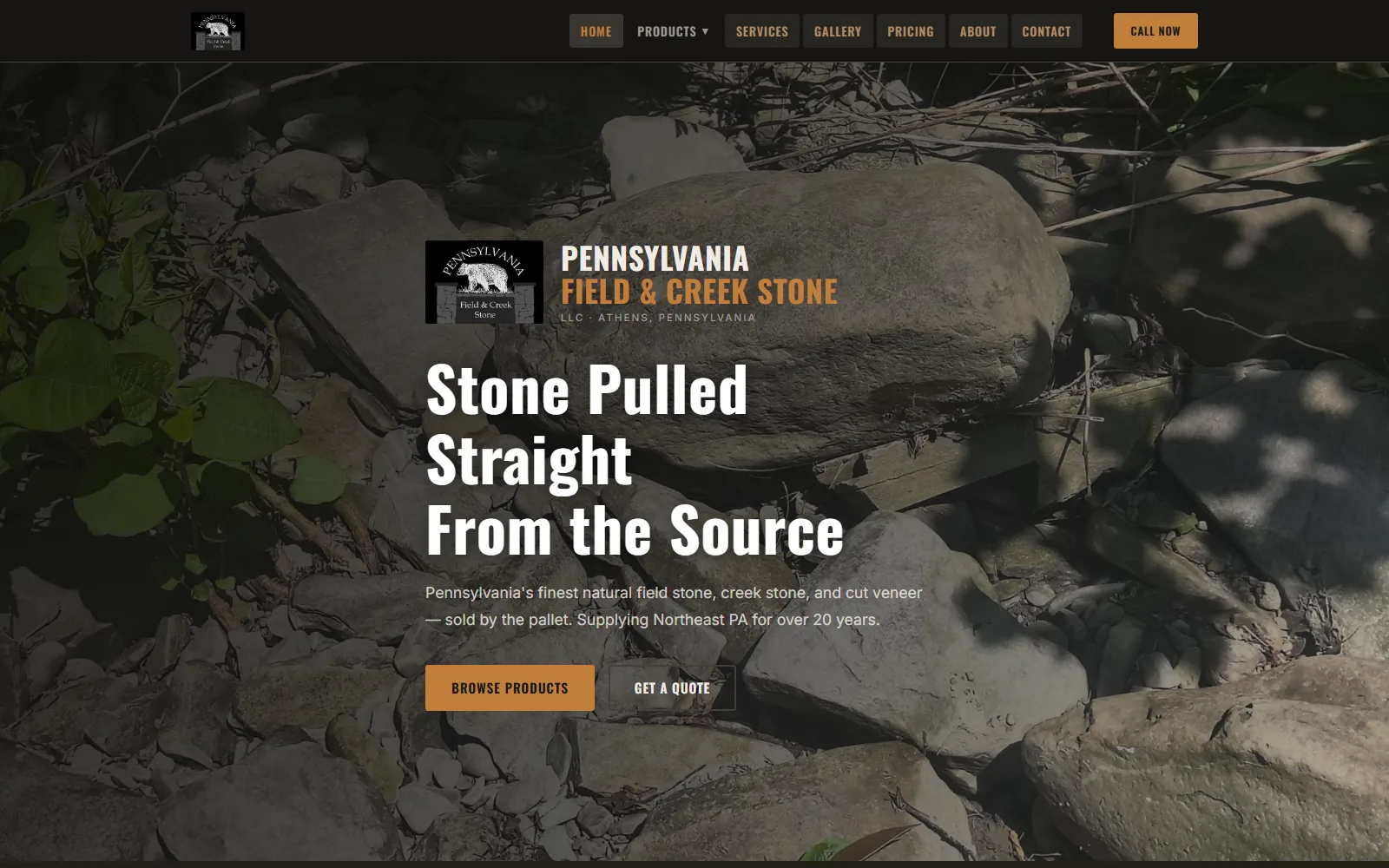 Pennsylvania Field & Creek Stone website preview